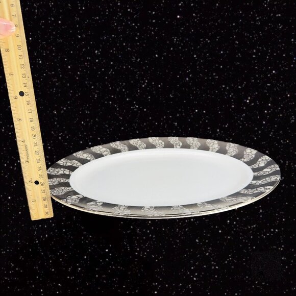Michael Wainwright Pottery Large Platter Tray Dish Crackled Silver White Ceramic - Picture 5 of 10